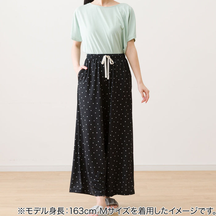 WOMEN'S COOL LONG LENGTH ROOM PANTS, DOT PATTERN L