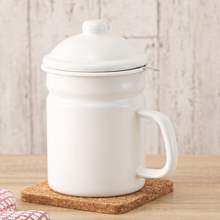 Enamel 1.1L Oil Pot YF-A-012 WH