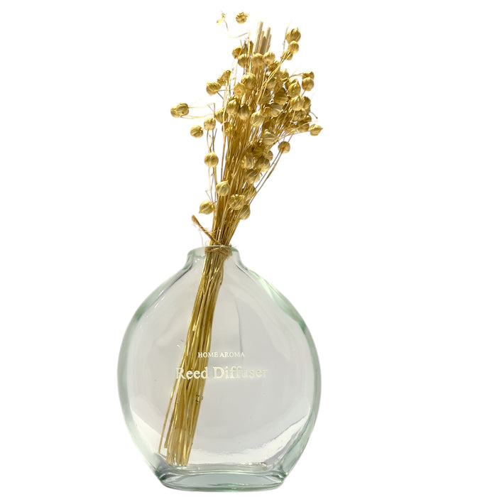 AROMA DIFFUSER W/FLOWER OVAL FLAX SEED GRASS CL DT