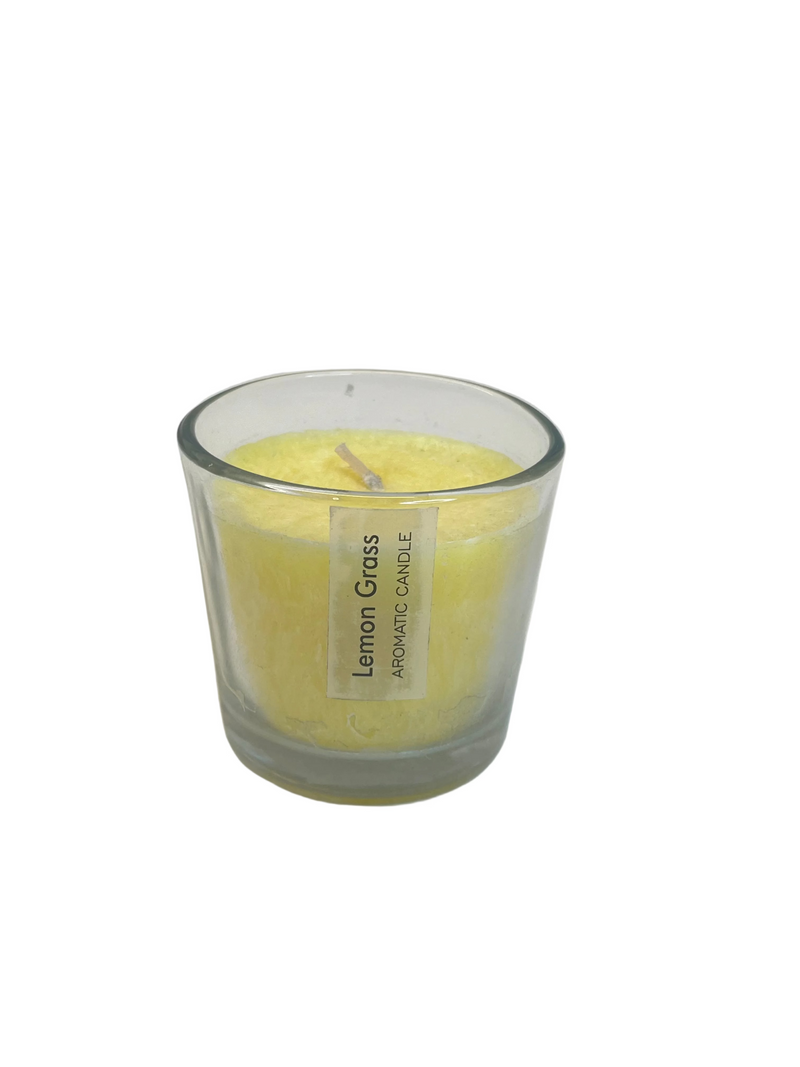 PALM WAX AROMA CANDLE IN GLASS CUP LEMONGRASS DT