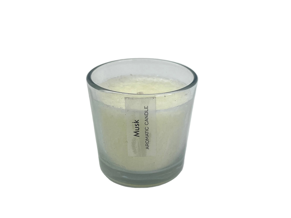 PALM WAX AROMA CANDLE IN GLASS CUP WHITEMUSK DT