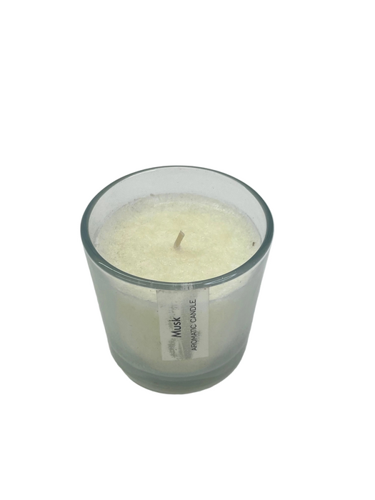 PALM WAX AROMA CANDLE IN GLASS CUP WHITEMUSK DT