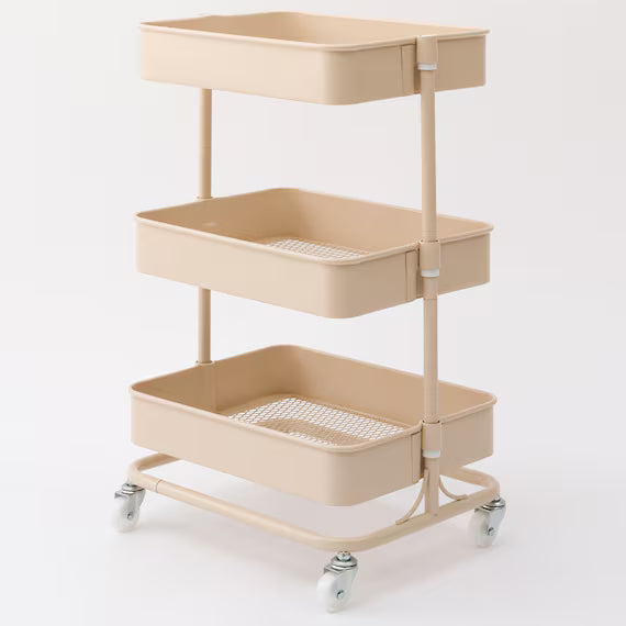 STEEL WAGON TOROLLEY4 39 x 29.5 x 60.3CM Beige