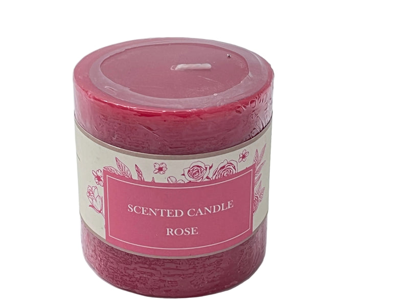 PRFN WAX RND PILLAR CANDLE 240g ROSE DT