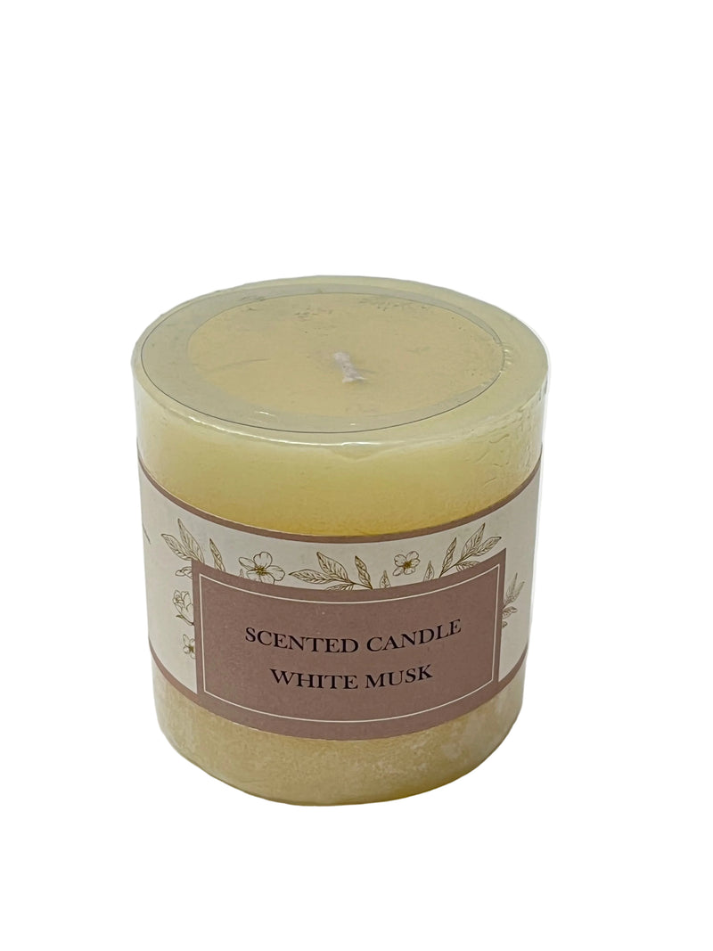 PRFN WAX RND PILLAR CANDLE 240g WHITEMUSK DT