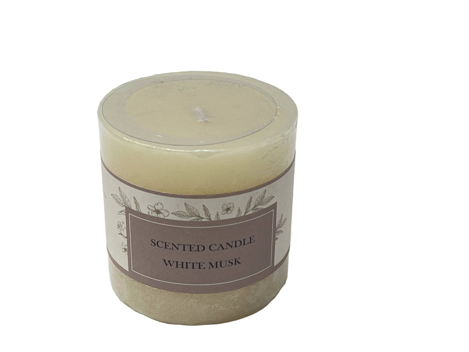 PRFN WAX RND PILLAR CANDLE 240g WHITEMUSK DT