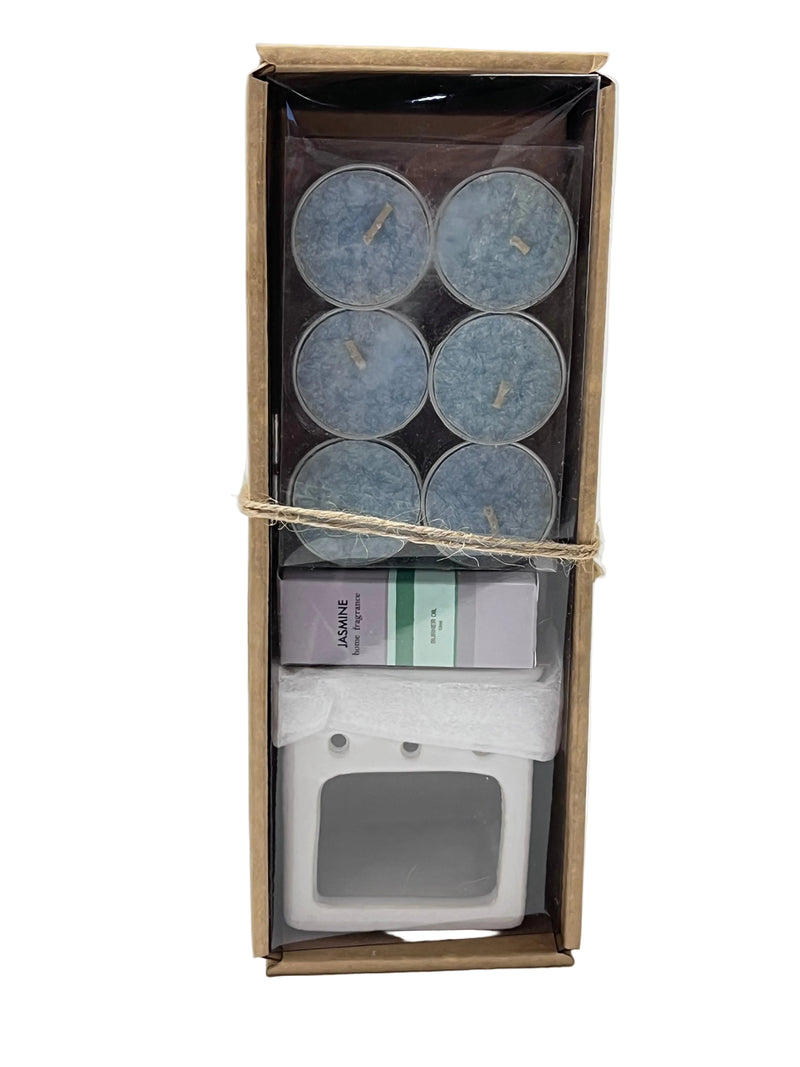 GIFT SET-TEALIGHT CANDLE/AROMA OIL/ BURNER JASMINE DT