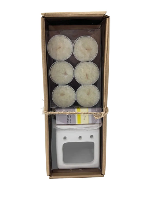 GIFT SET-TEALIGHT CANDLE/AROMA OIL/ BURNER WHITEMUSK DT