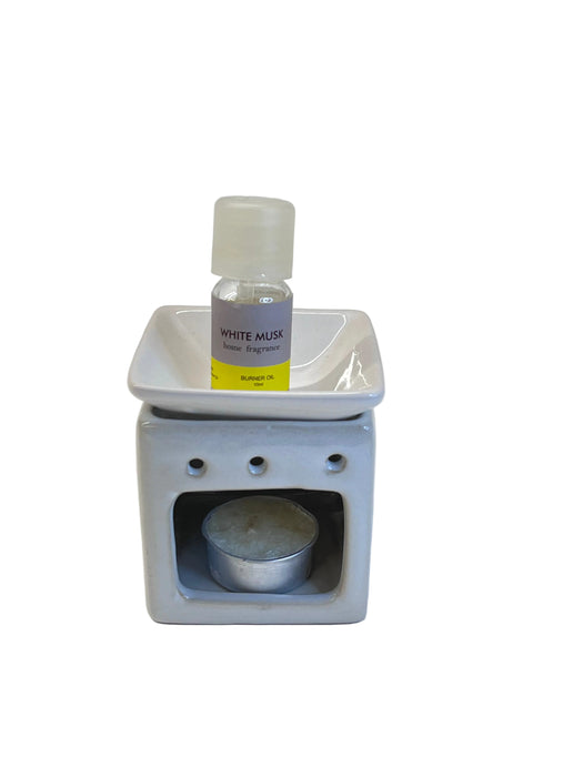 GIFT SET-TEALIGHT CANDLE/AROMA OIL/ BURNER WHITEMUSK DT