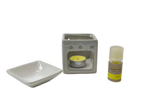 GIFT SET-TEALIGHT CANDLE/AROMA OIL/ BURNER LEMONGRASS DT