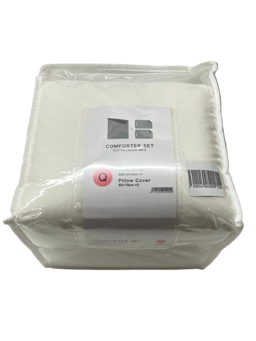 COMFORTER SET COTTONWASH WH Q