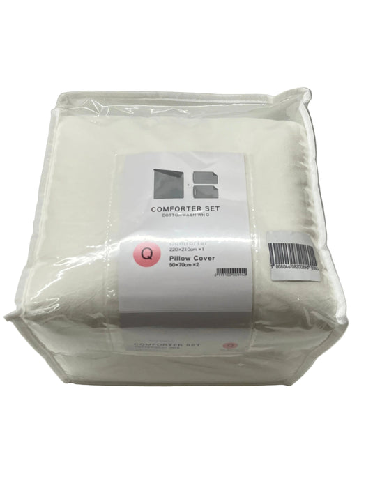 COMFORTER SET COTTONWASH WH Q