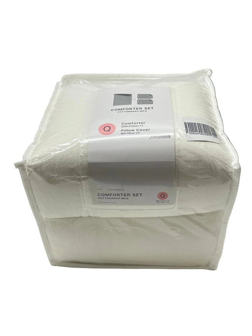 COMFORTER SET COTTONWASH WH Q