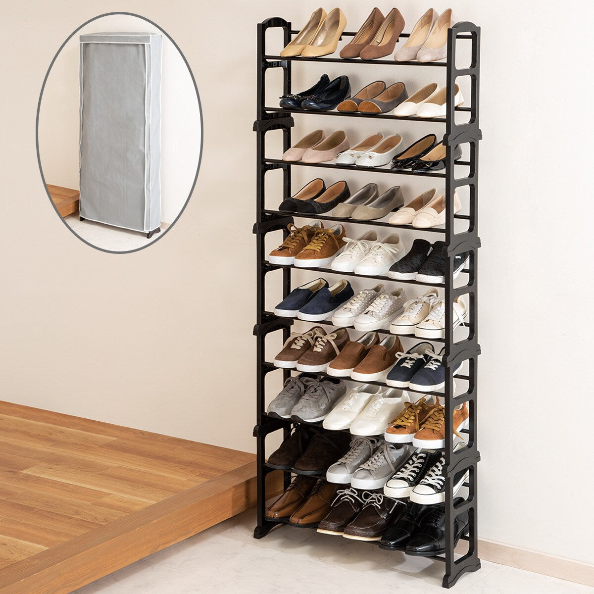 PILE SHOES RACK PALETTE2 BK — NITORI INDIA