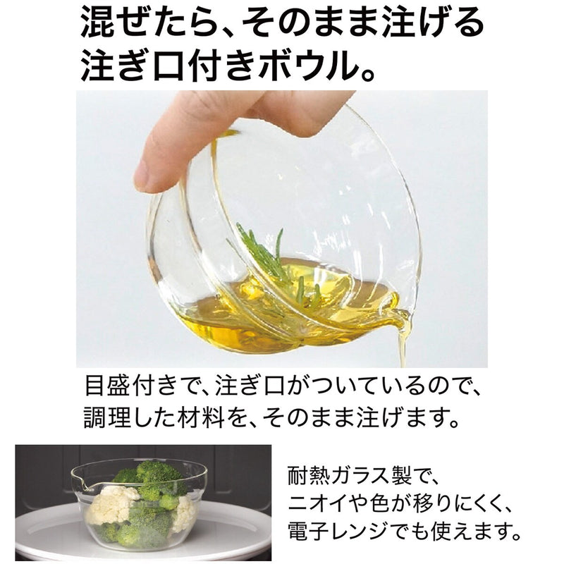 HEAT RESISTANT GLASS SINGLE SPOUT BOWL 400ML