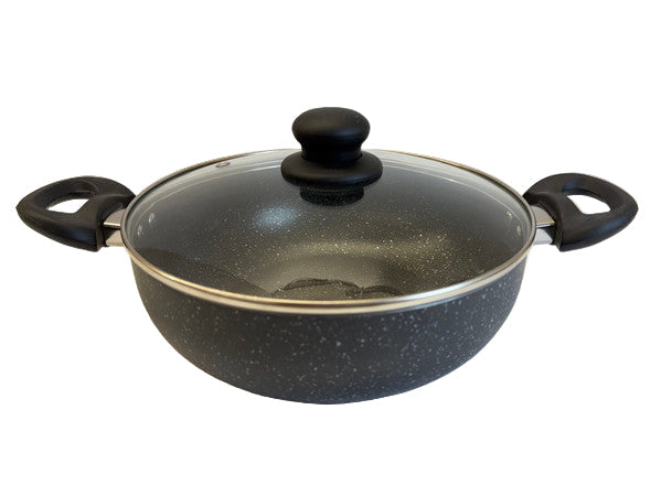 KADAI WITH GLASS LID IH SOFT TOUCH HANDLE 24cm CS
