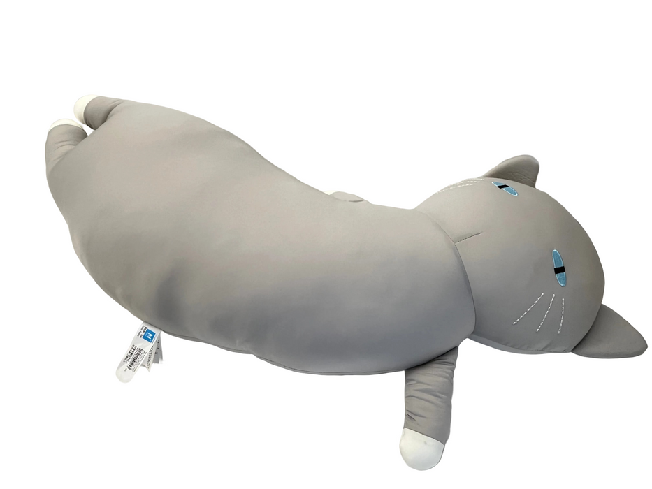 NC BODY PILLOW CAT L GY