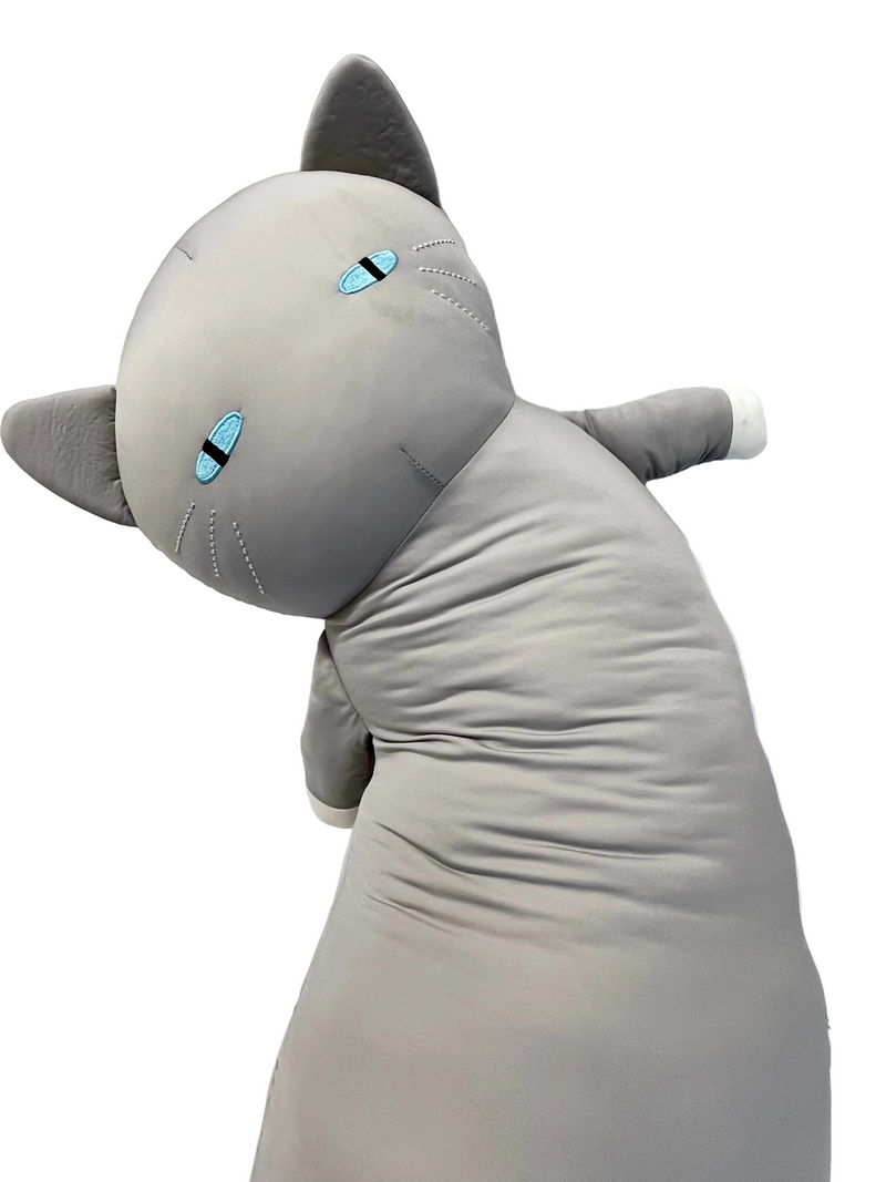 NC BODY PILLOW CAT L GY