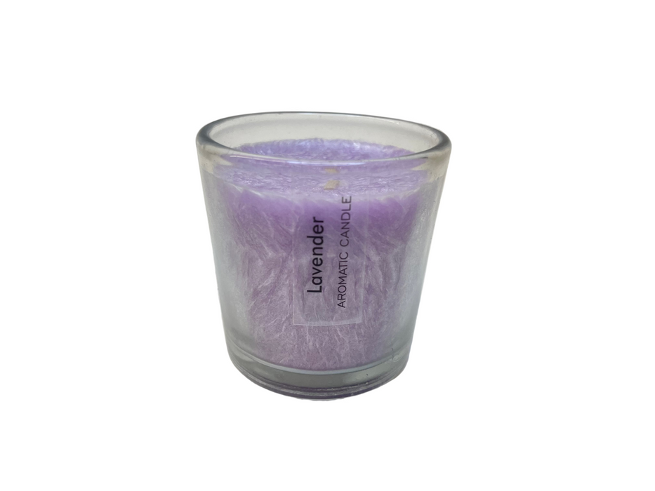 PALM WAX AROMA CANDLE IN GLASS CUP LAVENDER DT