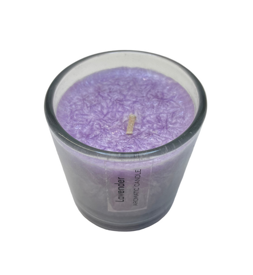 PALM WAX AROMA CANDLE IN GLASS CUP LAVENDER DT