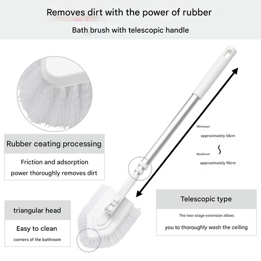 RUBBER COATED FIVER BATH BRUSH TELESCOPIC