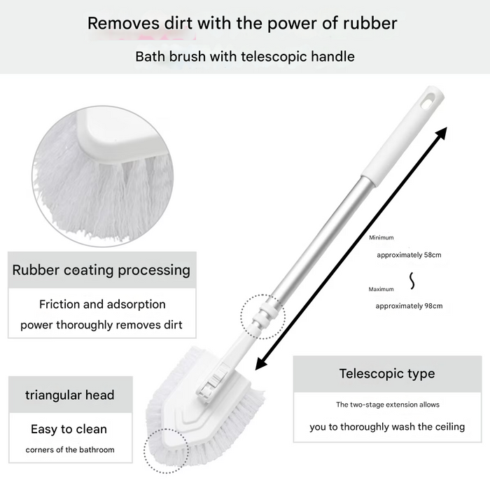 RUBBER COATED FIVER BATH BRUSH TELESCOPIC